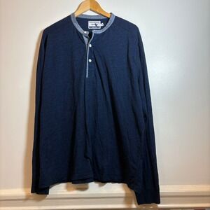 Guideboat Co Reliance Garments Henley XL Made in Canada Navy Slub Cotton Shirt